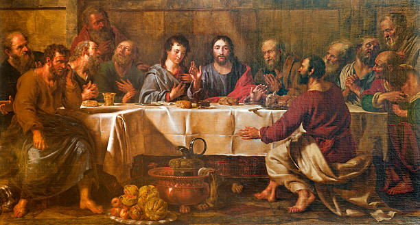 Brussels - paint of Last supper of Christ form st. Nicholas church from 19. cent.